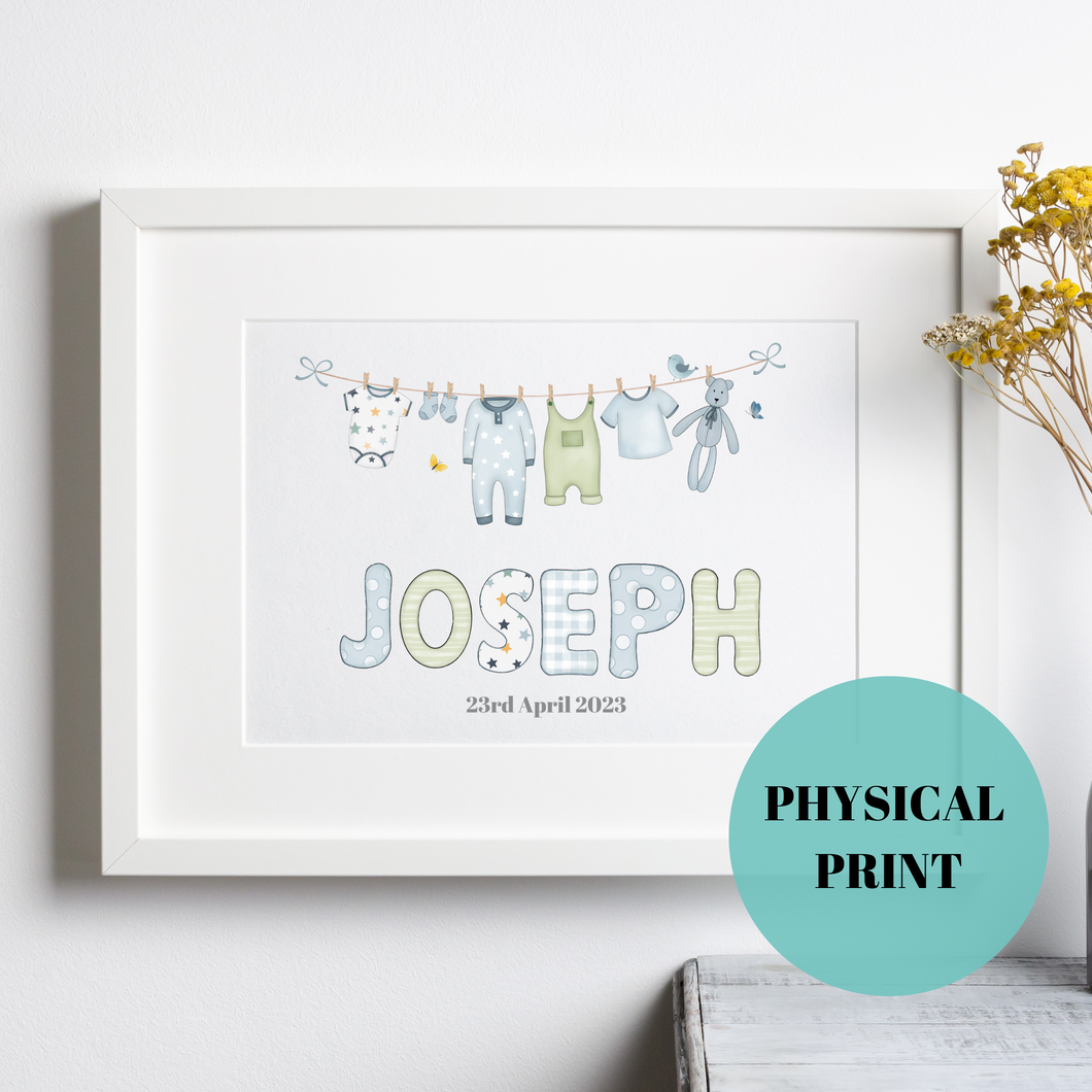 New Baby Personalised Print, New Baby Gift,Physical Print