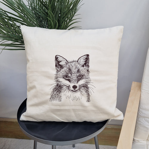 Fox Embroidered Cushion