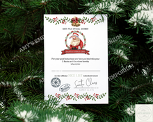 Load image into Gallery viewer, Santa&#39;s Nice List Certificate