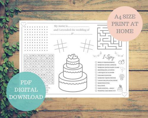 Digital Download - Childrens Wedding Place Settings