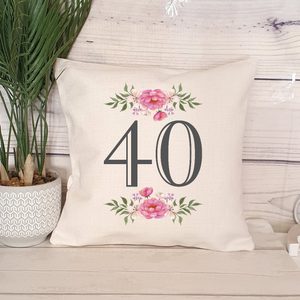 Milestone Birthday Floral Cushion