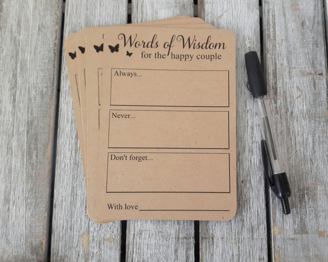 Words of Wisdom cards,advice cards,weddings